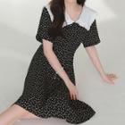 Sailor-collar Heart Print Short-sleeve Dress
