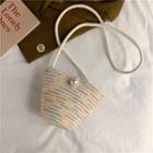 Rainbow Straw Bucket Bag White - One Size