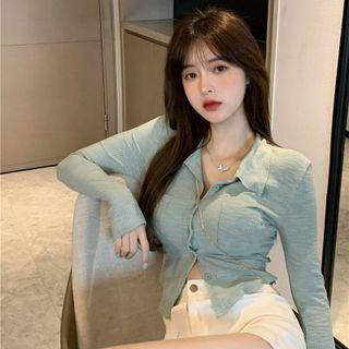 Ice Silk Knit Long-sleeve Top