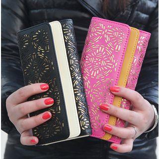 Cutout Flap Long Wallet