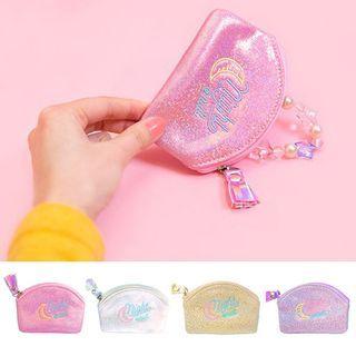 Letter Embroidered Zip Coin Purse