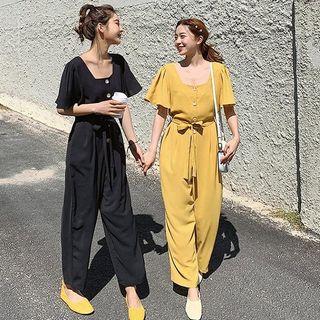 Square Neck Wide Leg Jumper Pants