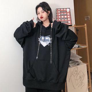 Heart Print Chain Hoodie