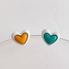 Heart Two-tone Dangle Earring 1 Pair - Orange & Green - One Size
