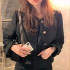 Cropped Button-up Jacket Black - One Size