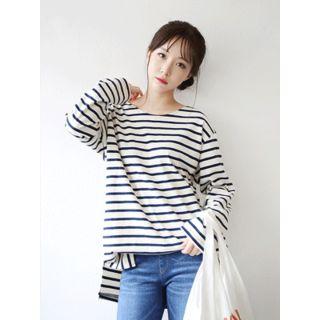 Beribboned-back Stripe Long T-shirt