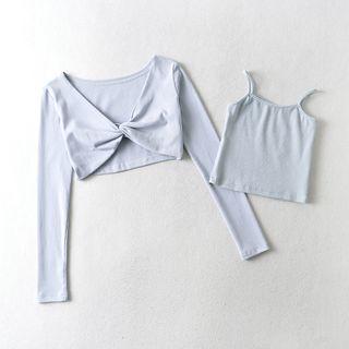 Set: Long-sleeve Twisted Top + Camisole Top