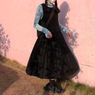Turtleneck Long-sleeve Plain Top / Plain Jumper Dress