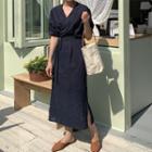 Wrap-front Short-sleeve Dress