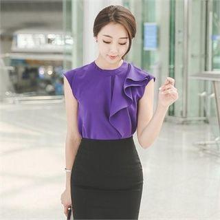 Tap-sleeve Ruffled Top
