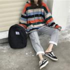 Striped Hoodie / Cropped Straight Fit Pants