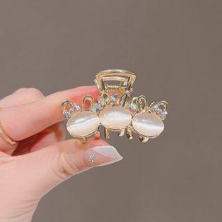 Rhinestone Rabbit Hair Claw Gold - One Size