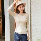 Open-front Ribbed Knit Top