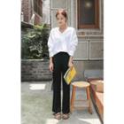 Wide-neck Asymmetric Pocket-front Shirt
