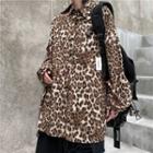 Leopard Pattern Long Sleeve Blouse