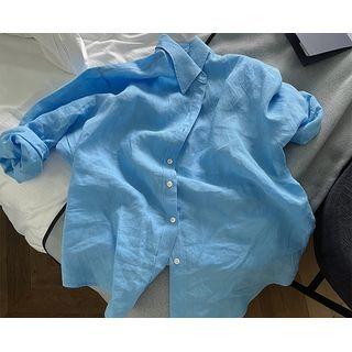 Plain Loose-fit Linen Shirt