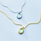 Glass Droplet Pendant Sterling Silver Necklace