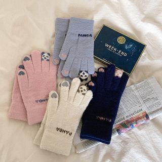 Panda Print Knit Gloves