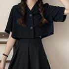 Short-sleeve Cropped Blazer / Skirt