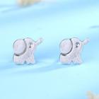 925 Sterling Silver Elephant Earring 1 Pair - 925 Silver - White - One Size