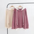Mock Two-piece Hooded Cable Knit Sweater