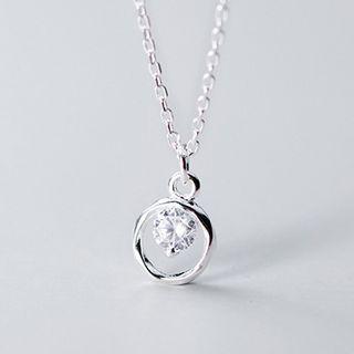 925 Sterling Silver Cut-out Rhinestone Necklace S925 Silver - As Shown In Figure - One Size
