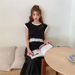 Contrast-trim Maxi Mermaid Dress