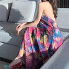 Floral Halter Maxi Sun Dress As Shown In Figure - One Size