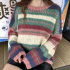 Striped Long-sleeve Knit Top Top - Stripe - Multicolor - One Size