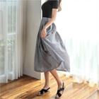 Zip-side Gingham Long Skirt