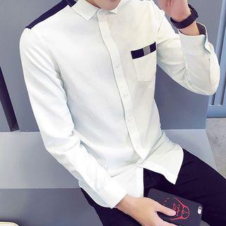 Panel Long-sleeve Oxford Shirt