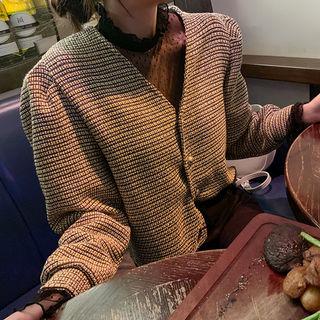 Bishop-sleeve Tweed Jacket