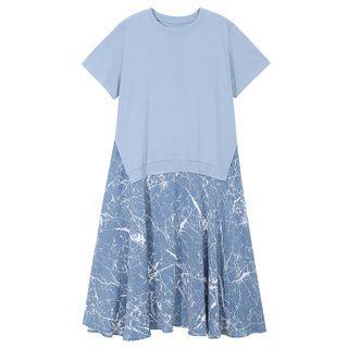 Print Panel Midi A-line Dress
