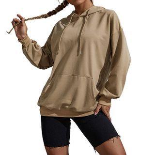 Plain Front-pocket Hoodie