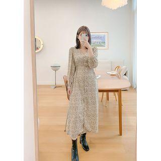 Button-up Pattern Long Dress