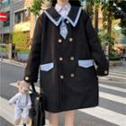 Sailor Collar Double-breasted Coat / Necktie
