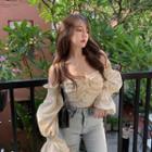 Off Shoulder Ruffle Blouse Beige - One Size