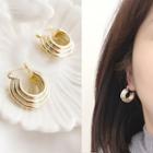 Layered Alloy Hoop Earring 1 Pair - Wer-395 - As Shown In Figure - One Size