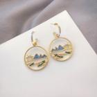 Rhinestone Alloy Dangle Earring 1 Pair - E2309 - Gold - One Size