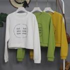 Lettering Round Neck Cropped Pullover