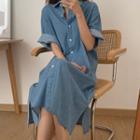 Medium Long Shirtdress Dress Blue - One Size