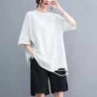 Elbow-sleeve Distressed T-shirt / Shorts