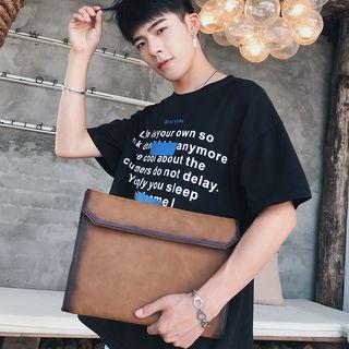 Faux Leather Clutch Brown - One Size