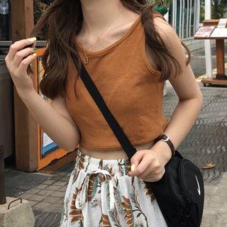 Crop Tank Top / Print Wide-leg Pants