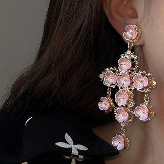 Rhinestone Alloy Dangle Earring 1 Pair - Pink - One Size