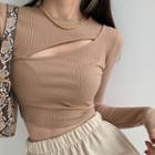 Cutout-front Skinny Crop T-shirt