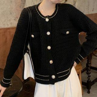 Round Neck Plain Loose Fit Cardigan