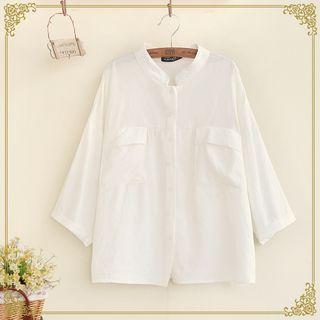 Elbow-sleeve Pocketed Blouse