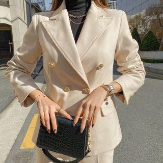 Office Look Metallic-button Woolen Blazer