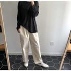 Plain Wide-leg Pants Milky White - One Size